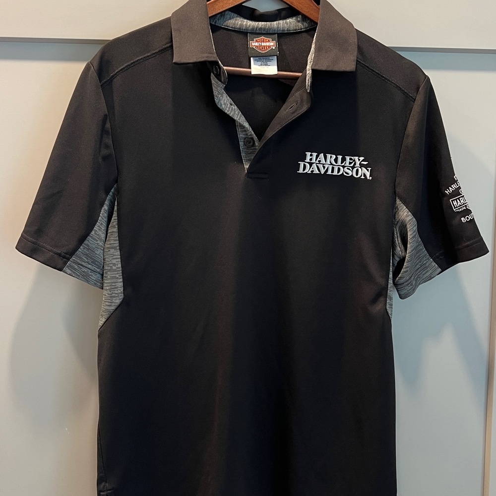 Harley-Davidson Men's Black and Gray Polo Shirt